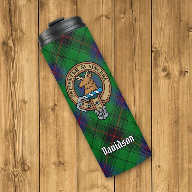 Bouteilles Isothermes Clan Davidson Crest sur Tartan (Créateur téléchargé)