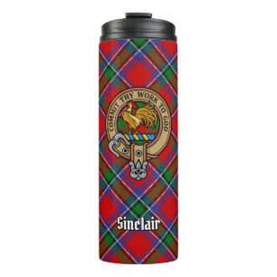 Bouteilles Isothermes Clan Sinclair Crest sur Red Tartan