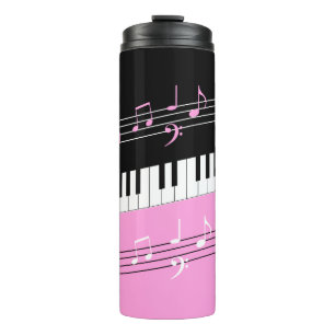Bouteilles Isothermes Clés et notes pour piano noir rose élégant