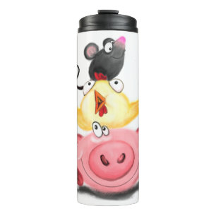Bouteilles Isothermes Cochon poussette et souris amis Funny Tumbler ther