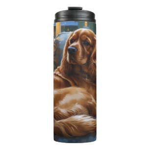 Bouteilles Isothermes Cocker Spaniel avec les lumières de Noël