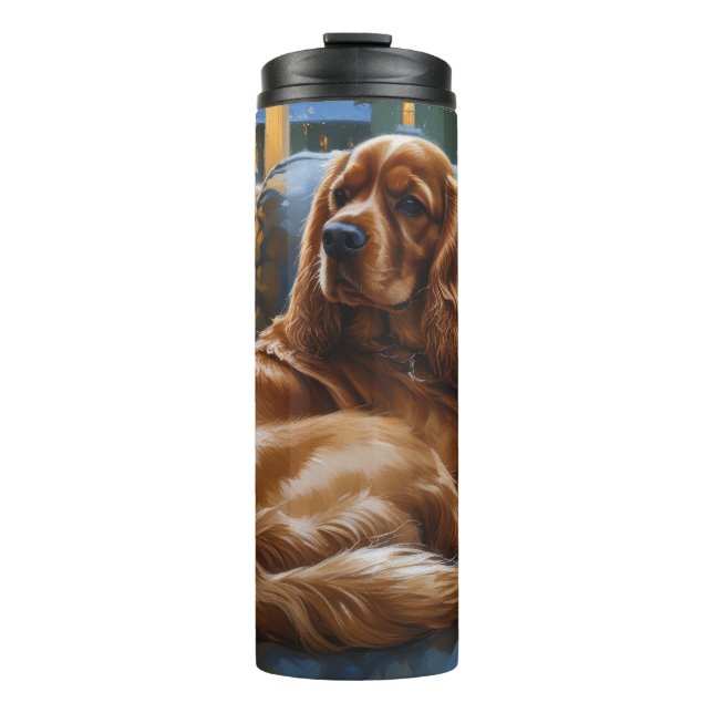 Bouteilles Isothermes Cocker Spaniel avec les lumières de Noël (Devant)