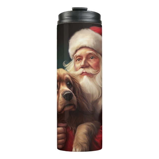 Bouteilles Isothermes Cocker Spaniel avec Noël Festif du Père Noël (Devant)