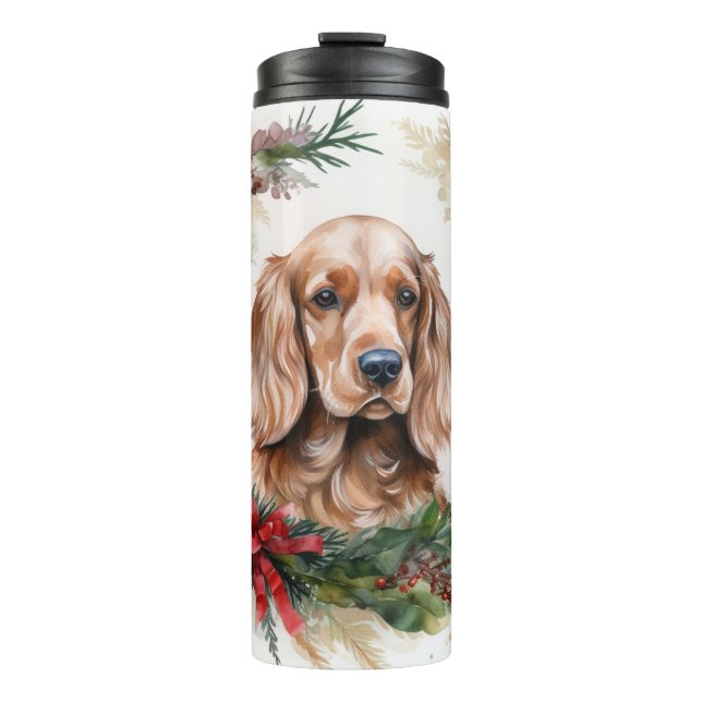 Bouteilles Isothermes Cocker Spaniel Noël Wreath Festive Pup (Devant)