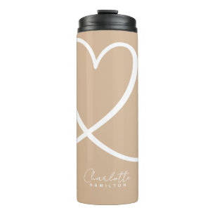 Bouteilles Isothermes Coeur d'amour moderne personnalisé Tan blanc