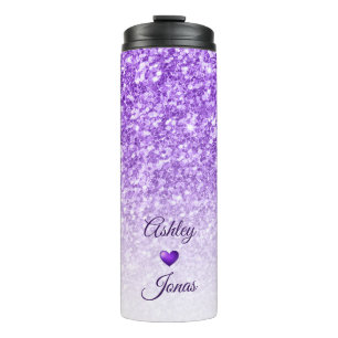Bouteilles Isothermes Coeur Et Parties scintillant Violets
