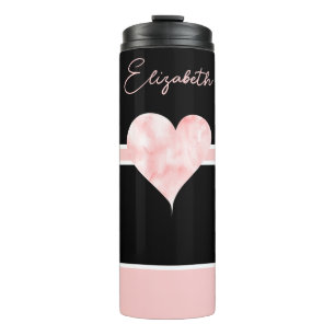 Bouteilles Isothermes Coeur personnalisé rose et noir
