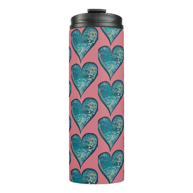 Bouteilles Isothermes Coeurs Artwork coeur bleu et rose (Devant)