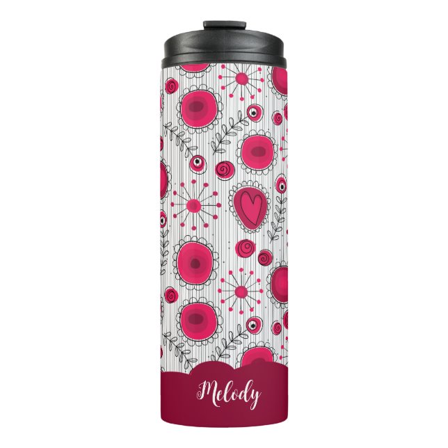 Bouteilles Isothermes Coeurs blancs blancs blancs blancs Whimsical fleur (Devant)