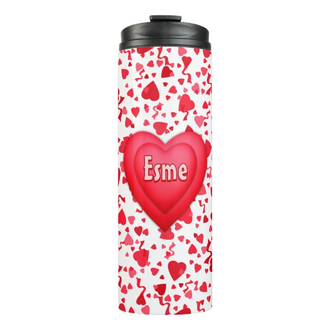 Bouteilles Isothermes Coeurs Confetti Rouge Personnalisés (Devant)