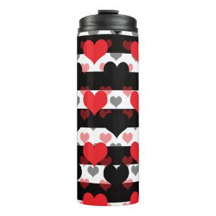 Bouteilles Isothermes Coeurs d'Amour Noir Rouge Avec Blancs Noir