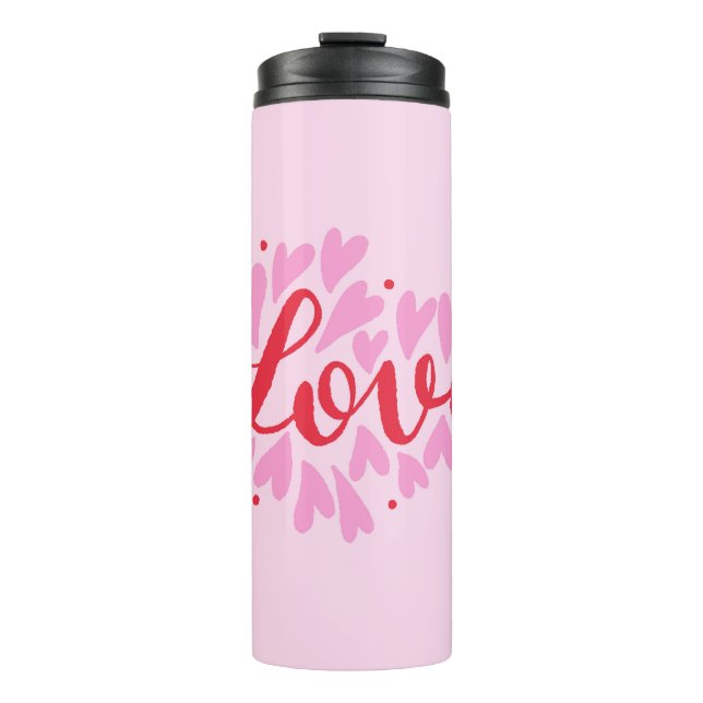 Bouteilles Isothermes Coeurs d'amour - rose et rouge (Devant)
