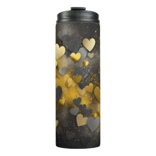 Bouteilles Isothermes Coeurs de parties scintillant gris jaune noir
