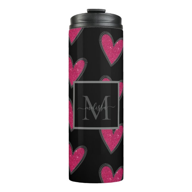 Bouteilles Isothermes Coeurs de Parties scintillant rose moderne Nom du  (Devant)