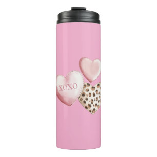 Bouteilles Isothermes Coeurs Empreintes de léopard XOXO Rose