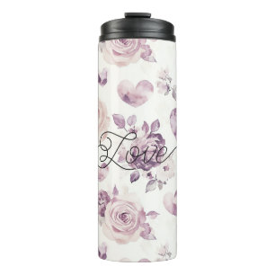 Bouteilles Isothermes Cœurs Fleurs Amour Violet Rose