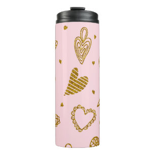 Bouteilles Isothermes Coeurs parties scintillant or : motif arrière - pl