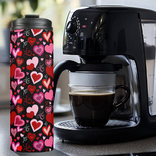 Bouteilles Isothermes Cœurs rouges roses noirs Motif d'amour
