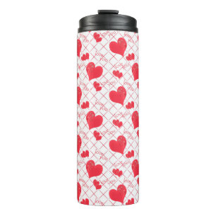 Bouteilles Isothermes Coeurs rouges, texte, "aime-toi".