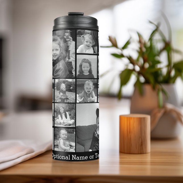 Bouteilles Isothermes Collage de photos Instagram - Jusqu'à 14 photos en (Personalized Thermal Tumbler - Add Photos, Text - Customize Completely in the Advanced Design Area)