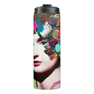 Bouteilles Isothermes Collage papier   Floral de femme victorienne