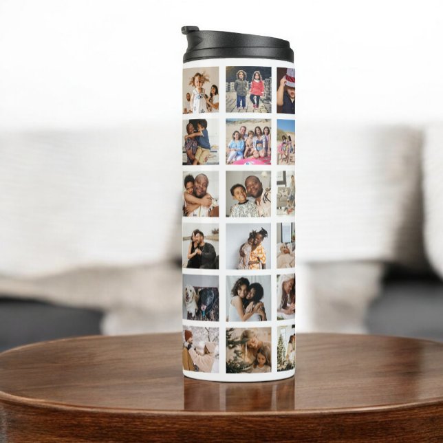 Bouteilles Isothermes Collage photo personnalisé 42 (Personalized 42 Photo Collage Thermal Tumbler by Ricaso. Add your own photographs, photo gift ideas)