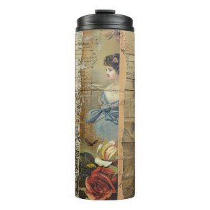 Bouteilles Isothermes Collage rustique Vintage de journaux (9)