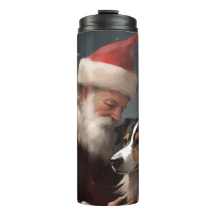 Bouteilles Isothermes Collie frontalier avec Noël Festif du Père Noël