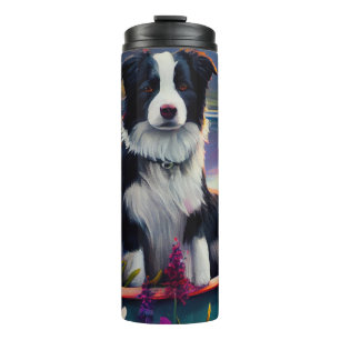 Bouteilles Isothermes Collie frontalier sur une pagaie : une aventure Pi