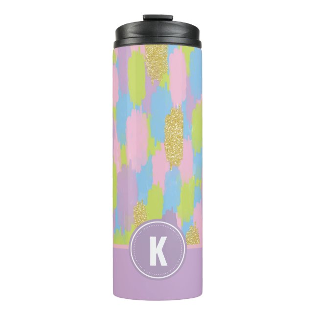 Bouteilles Isothermes Colorful Abstrait Brushstrokies Motif Monogramme (Devant)