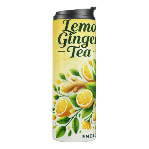 Bouteilles Isothermes Conception d'art AI de thé au citron et au gingemb