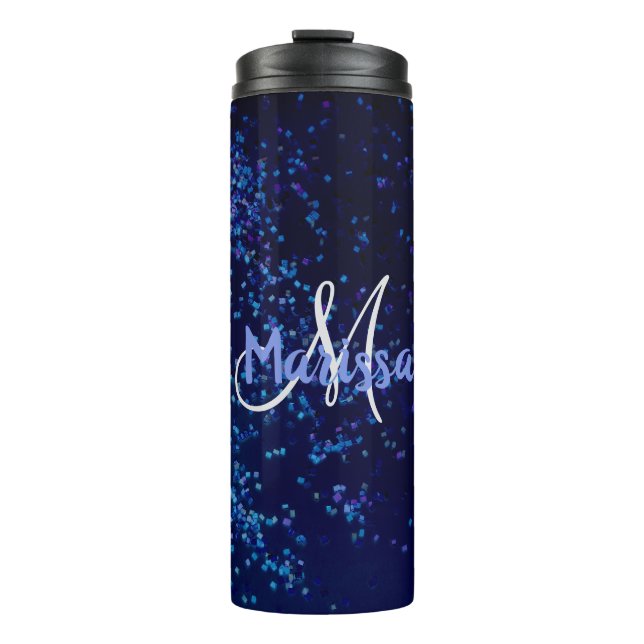 Bouteilles Isothermes Confetti bleu moyen monogramme (Devant)