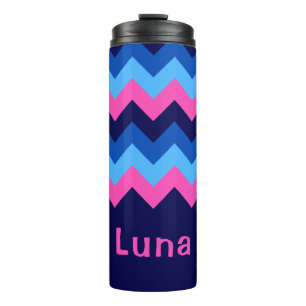 Bouteilles Isothermes Cool Bleu rose Chevron Monogramme Thermal Tumbler