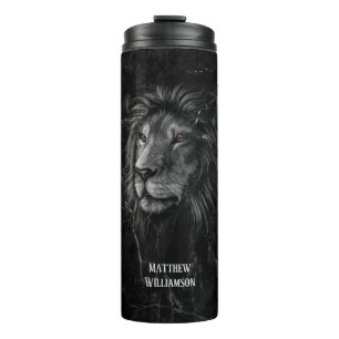 Bouteilles Isothermes Cool Lion Black Marble Arrière - plan Votre nom 