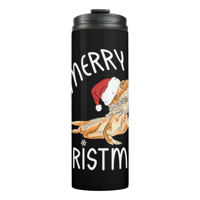 Bouteilles Isothermes Cool Lizard Reptile avec Casquette de Noël (Devant)