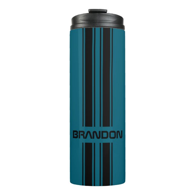 Bouteilles Isothermes Cool personnalisé Turquoise bleu noir course autom (Devant)