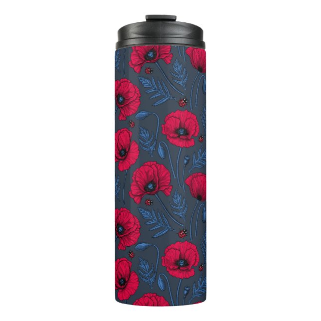 Bouteilles Isothermes Coquelicots rouges et coccinelles sur une tumeur t (Devant)