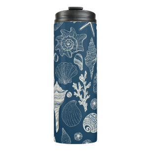 Bouteilles Isothermes Coques de mer sur bleu foncé