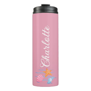 Bouteilles Isothermes Coquillages personnalisés rose oeillet