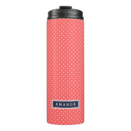 Bouteilles Isothermes Corail et Marine Blue Mince Dots Monogramme