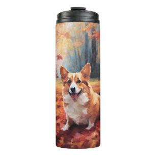 Bouteilles Isothermes Corgi dans les feuilles d'automne automne automne 