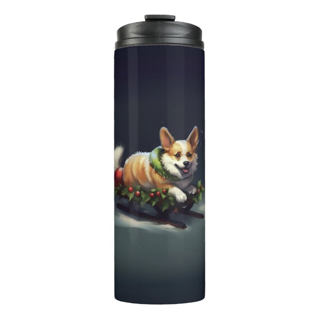 Bouteilles Isothermes Corgi neige de Noël hiver (Devant)