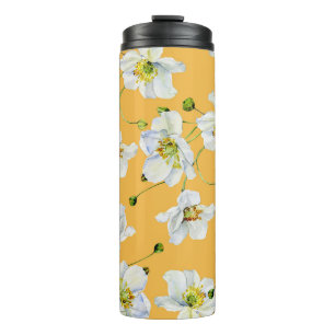 Bouteilles Isothermes Cosmos, aquarelle, transparent, motif floral.