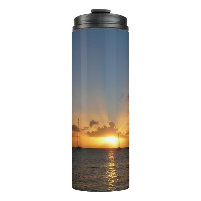 Bouteilles Isothermes Coucher de soleil avec voiliers Paysage tropical P (Devant)