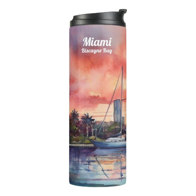Bouteilles Isothermes Coucher de soleil sur Miami depuis Biscayne Bay (Tourné sur la gauche)
