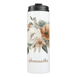 Bouteilles Isothermes Couleurs Neutres Blanc Beige Bleu Verdure Floral 