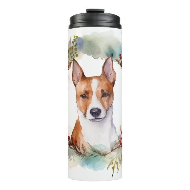 Bouteilles Isothermes Coupe de fête de la couronne de Noël Basenji (Devant)