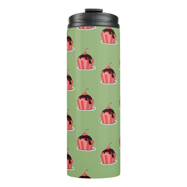 Bouteilles Isothermes Coupes de crème glacée rose sur vert (Devant)