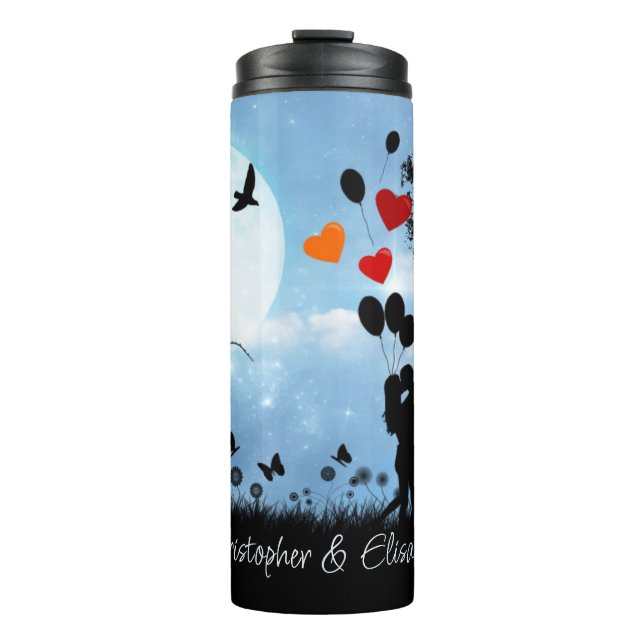 Bouteilles Isothermes Couple Baiser Romantique Lune Personnalisée (Devant)