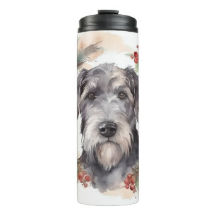 Bouteilles Isothermes Couronne de Noël Wolfhound Chien de fête